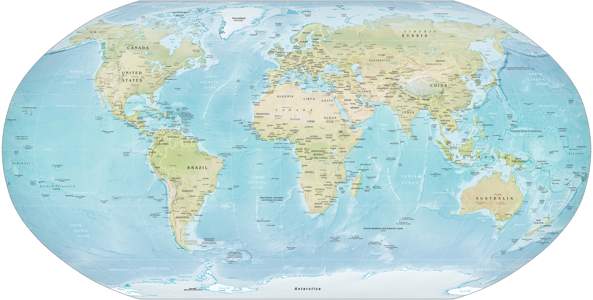 Mappa della Terra creata dalla CIA con la proiezione di Robinson