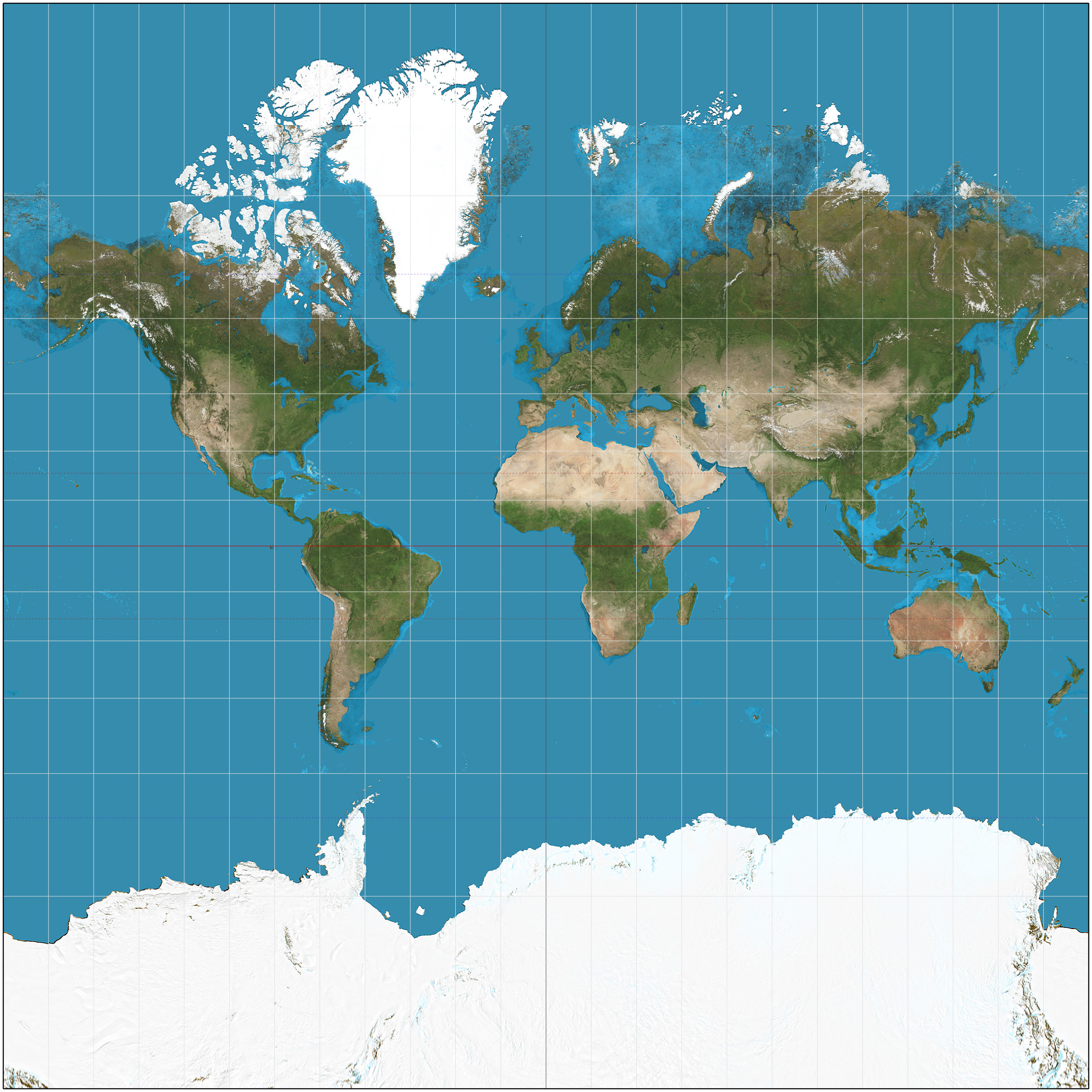 Mappa della Terra con la proiezione di Mercatore