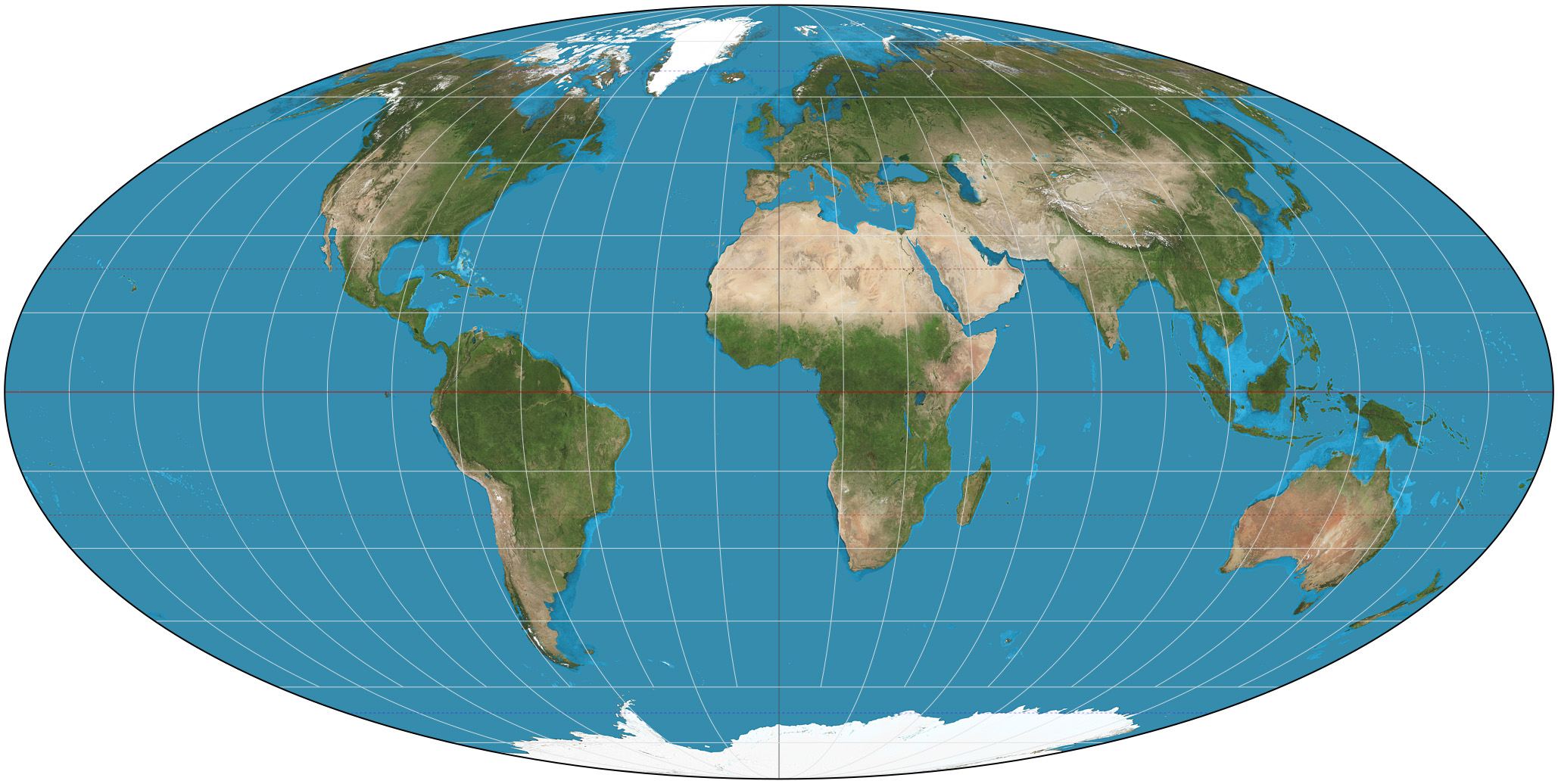 Mappa della Terra con la proiezione di Mollweide