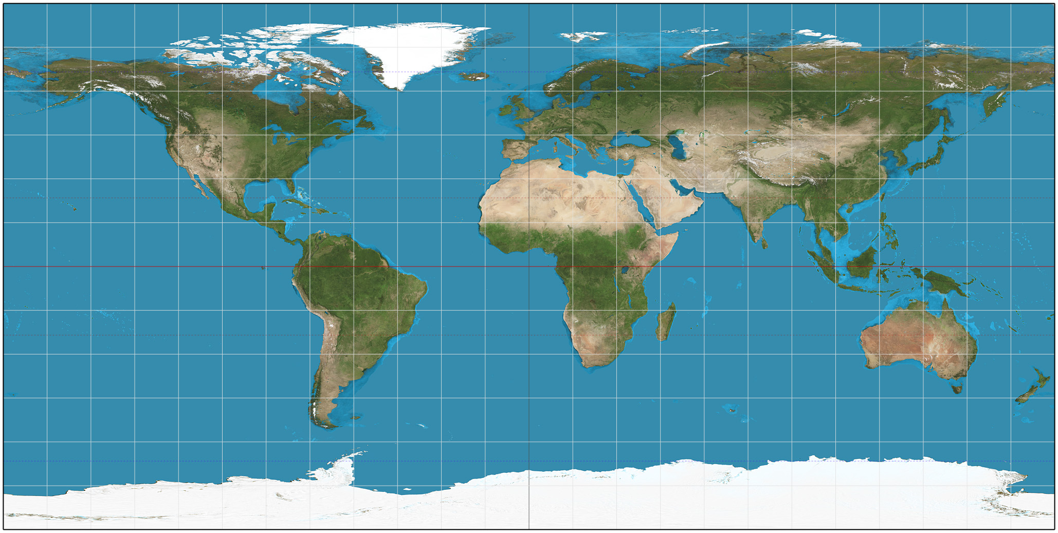 Mappa della Terra con la proiezione equirettangolare
