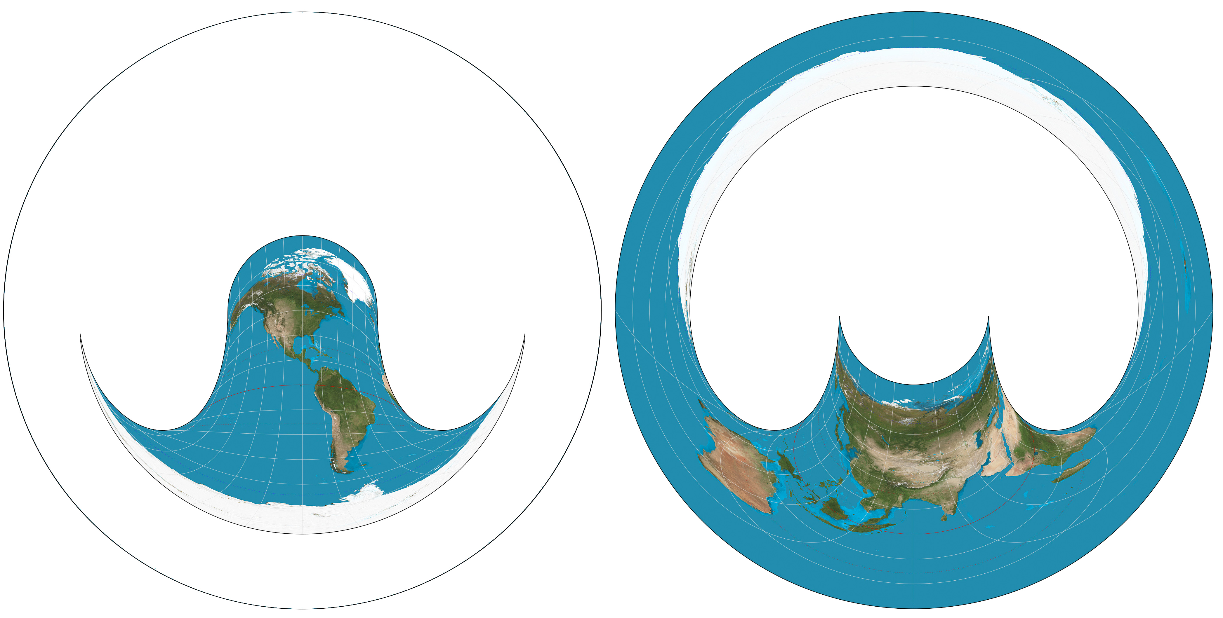 Mappa della Terra in due parti con la proiezione di Hammer
