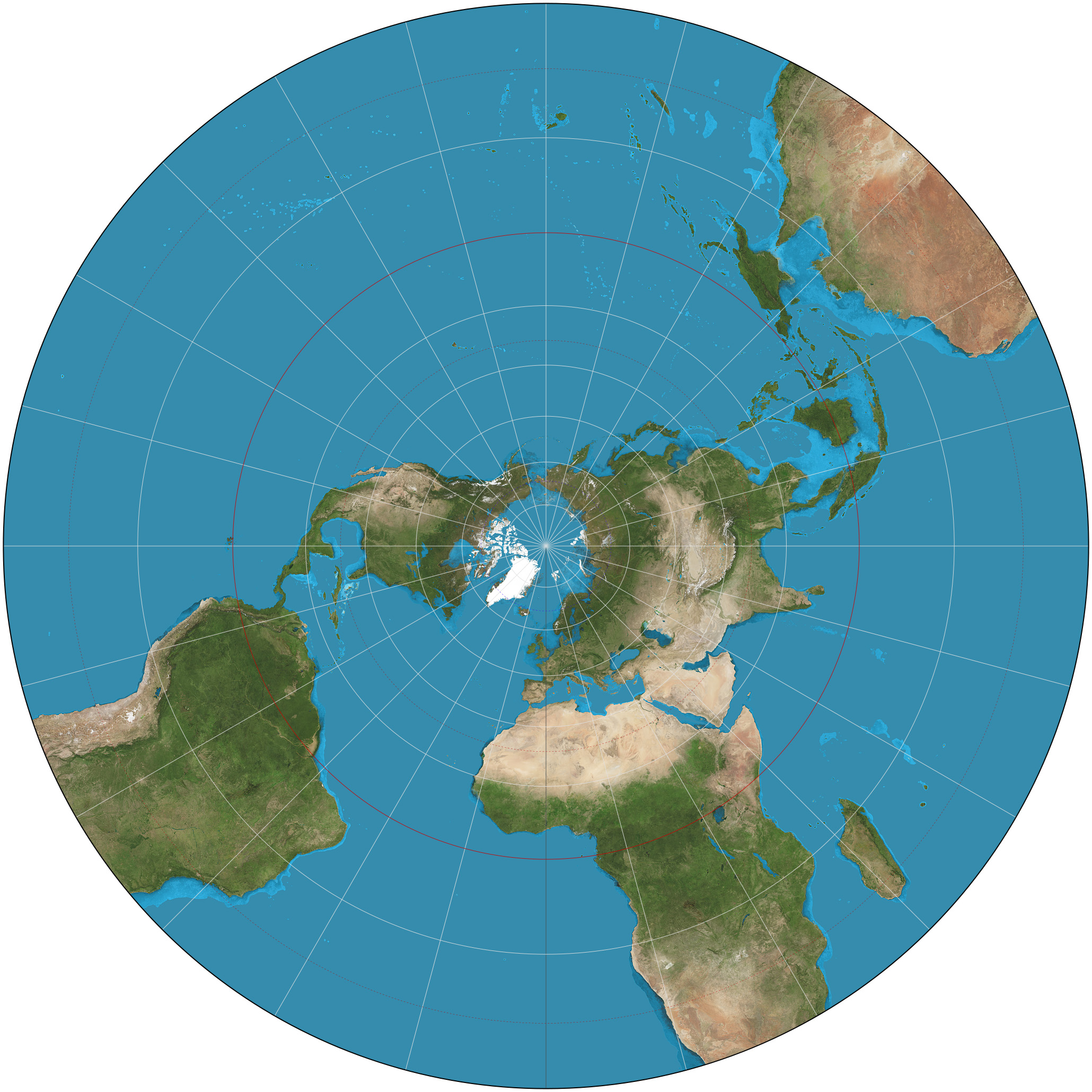 Mappa della Terra con la proiezione stereografica