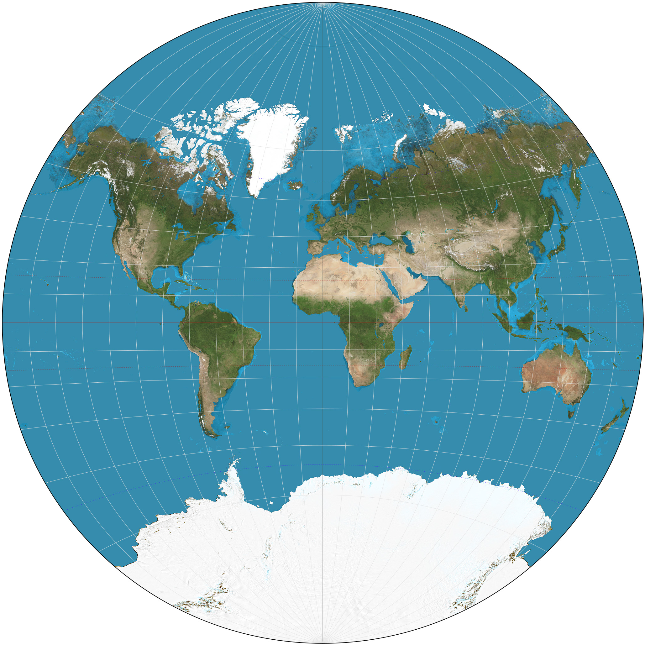 Mappa della Terra con la proiezione di Van der Grinten